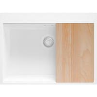 SPÜLBECKEN Oslo, 2-er set Alles Weiß 68/50 cm 1 Becken + Ablauf-Set + Schneidebrett ab 70er Unterschrank - Beige/Weiß, Kunststoff (68/20/50cm) - Primagran