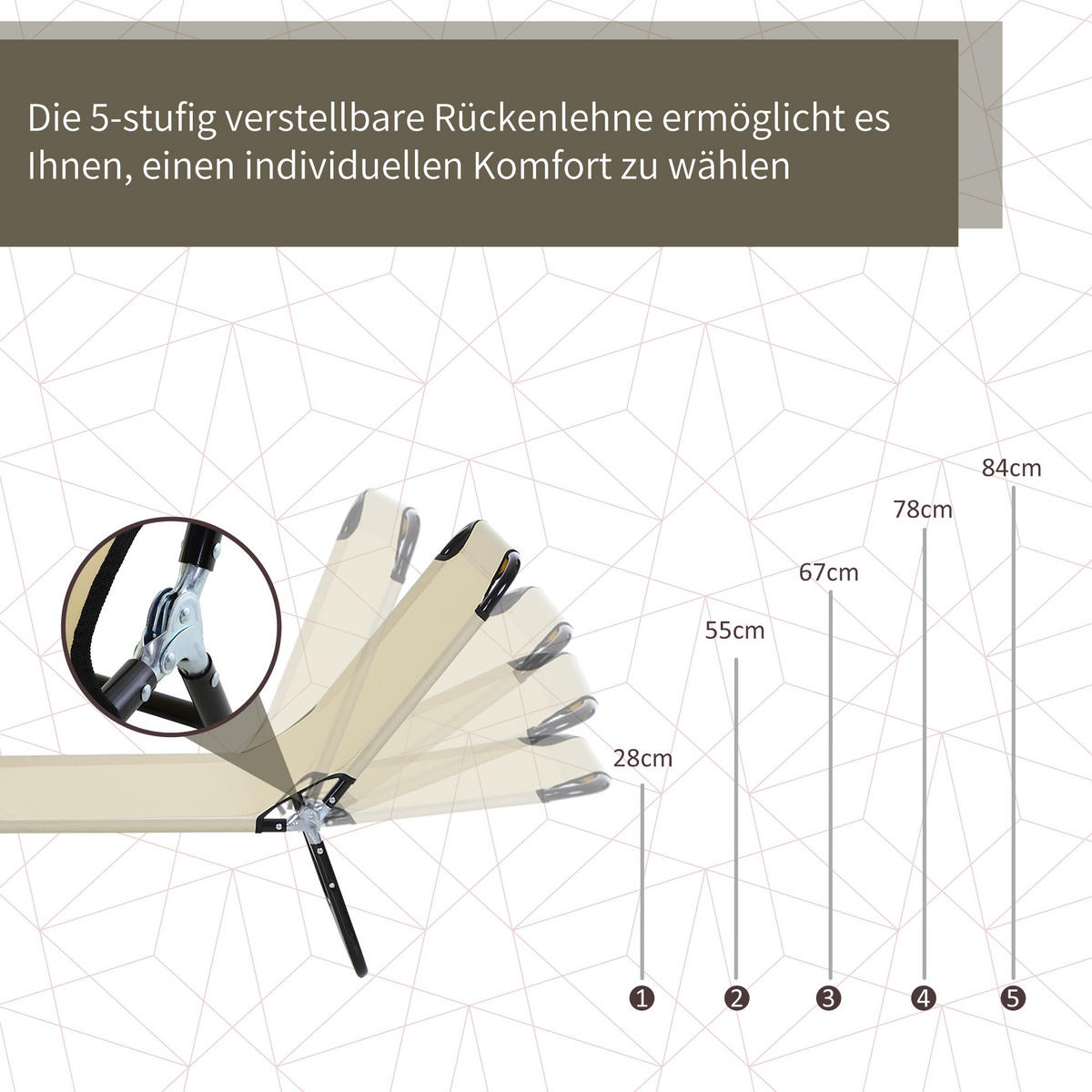 SONNENLIEGE Gartenliege verstellbare Rückenlehne Blau Stahl - Weiß, Metall (56/28/188cm) - ComfortXL