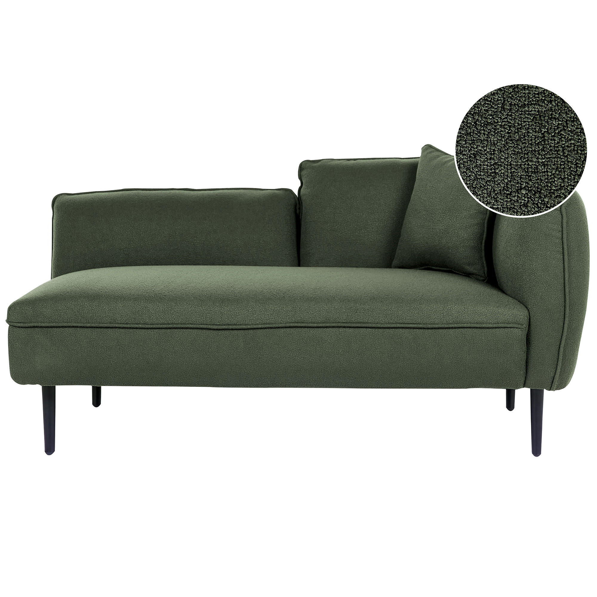 CHAISELONGUE Bouclé dunkelgrün rechtsseitig Chevannes - Schwarz/Grün, Textil (138/74/77cm) - Beliani