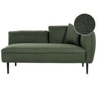 CHAISELONGUE Bouclé dunkelgrün rechtsseitig Chevannes - Schwarz/Grün, Textil (138/74/77cm) - Beliani