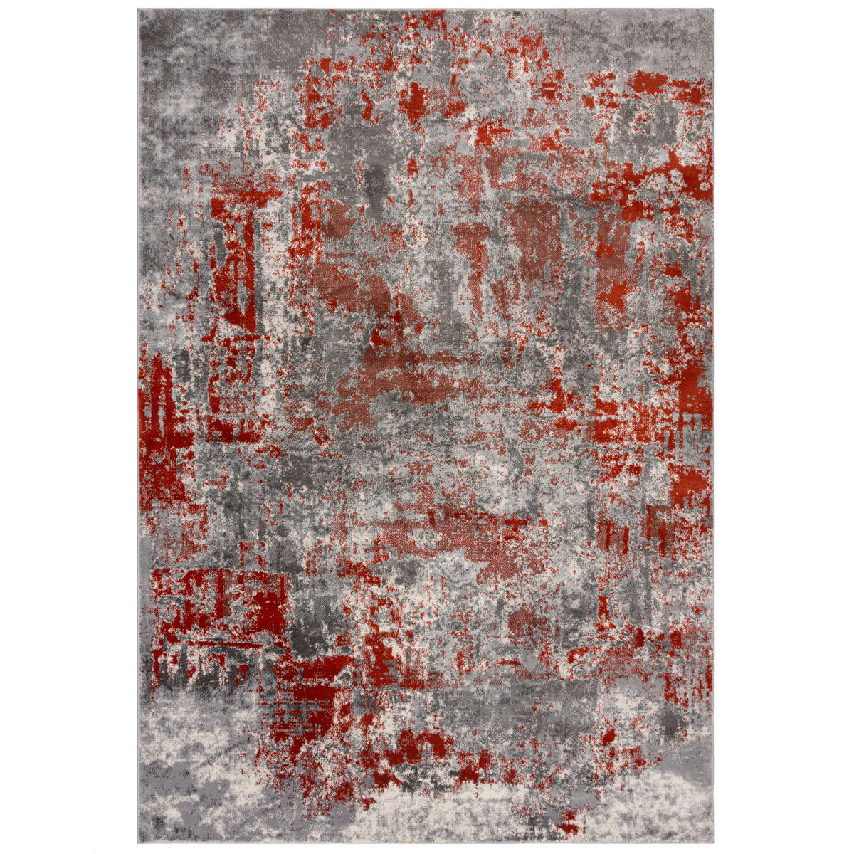 TEPPICH Kunst-Abstrakt-Muster DEE, Rot-Grau 200x290 cm - Rot, Textil (200/290cm) - KADIMA DESIGN