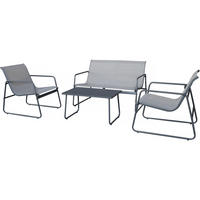 LOUNGEGARNITUR Fortaleza 4-Sitzer Hellgrau - Hellgrau, Glas/Metall - Habitat Garten