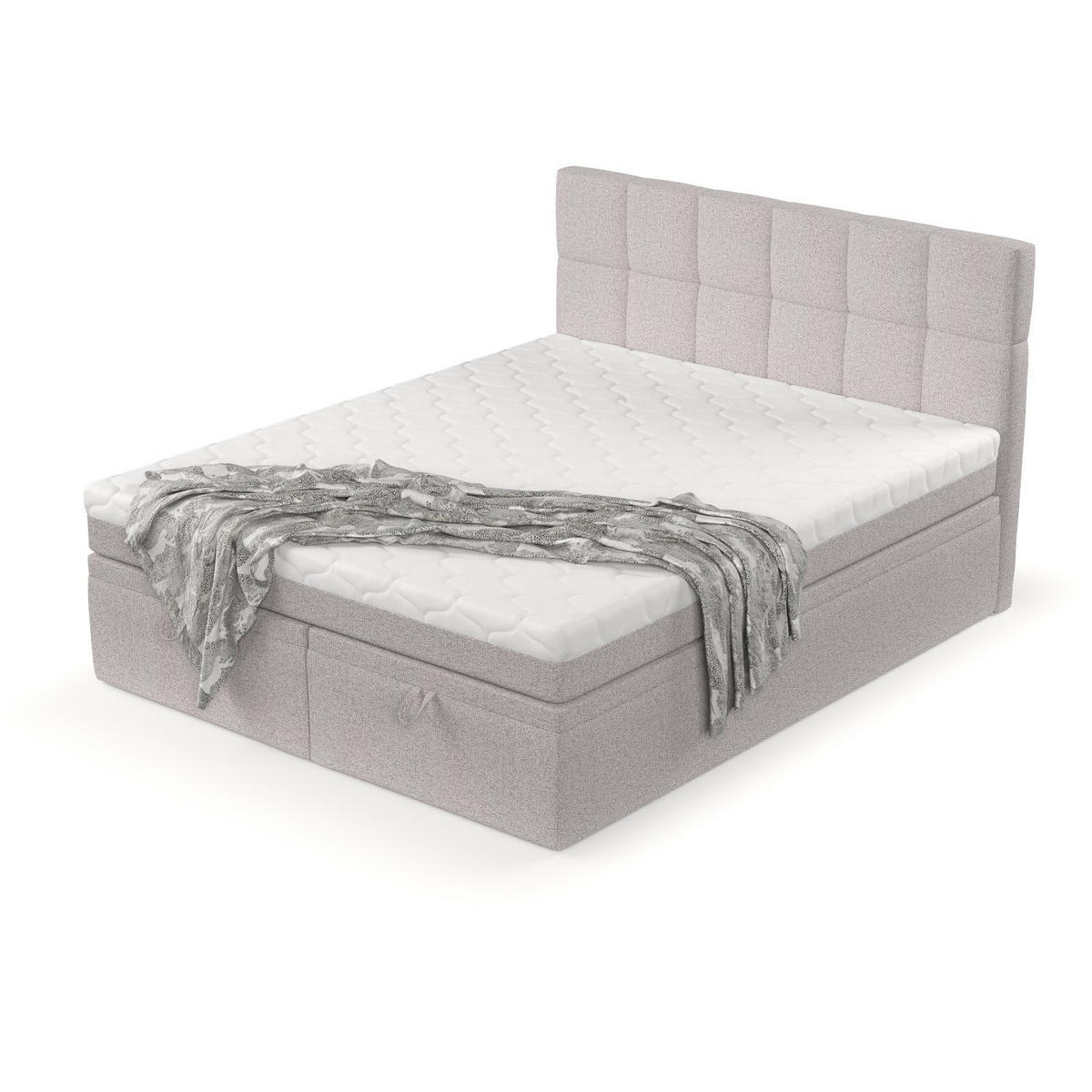 BOXBETT Elano 200/200 cm Beige im Riva Stoff - Beige/Schwarz, Holz/Holzwerkstoff (200/200cm) - AltaBeds