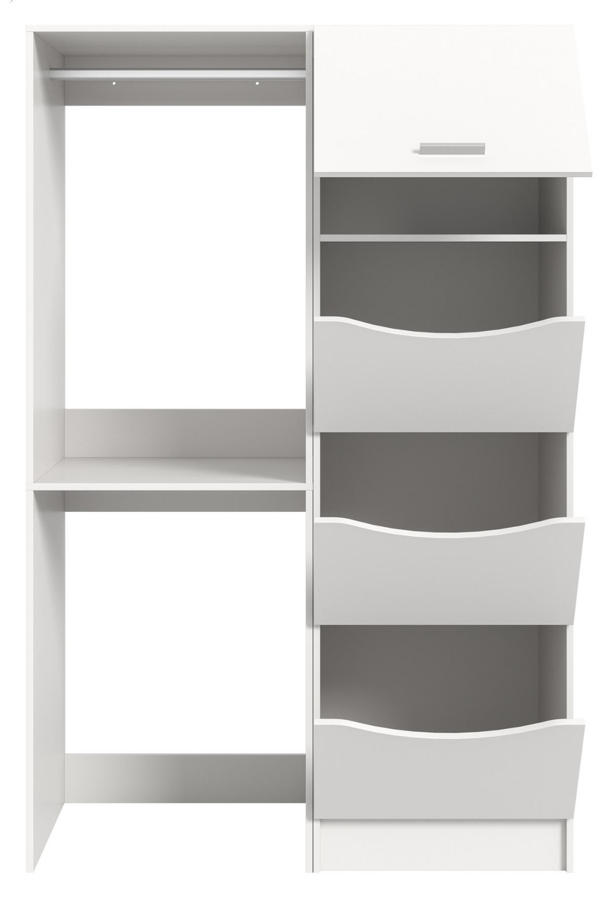 WASCHMASCHINENSCHRANK weiß Set 2-teilig 126 cm, Waschmaschinenumbau mit viel Stauraum - Silberfarben/Weiß, Glas/Holzwerkstoff (126/196/68cm) - Inn.Furn