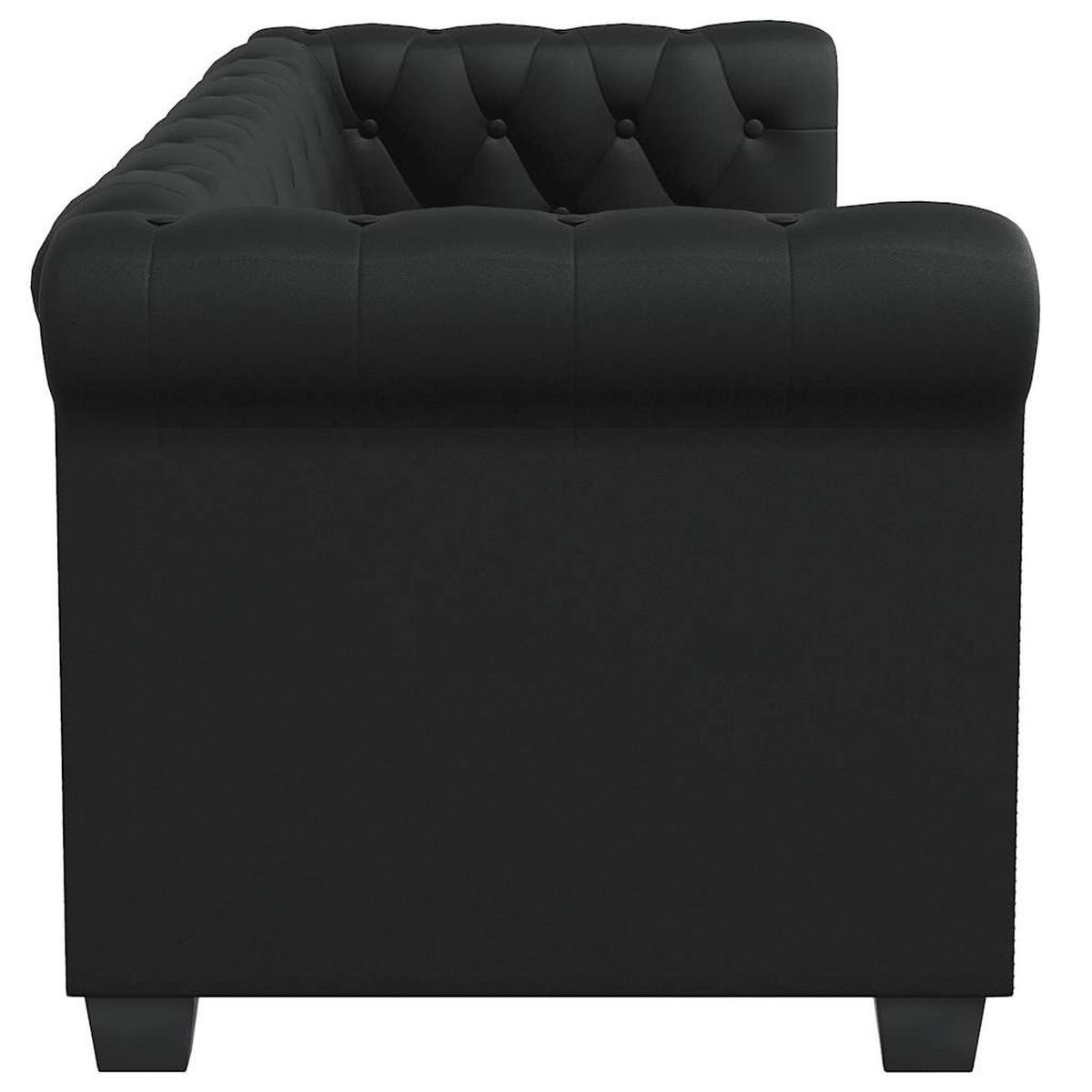 CHESTERFIELD-SOFAS 2-Sitzer Und 3-Sitzer Kunstleder Schwarz - Schwarz, Leder (145.5/70/76cm) - vidaXL
