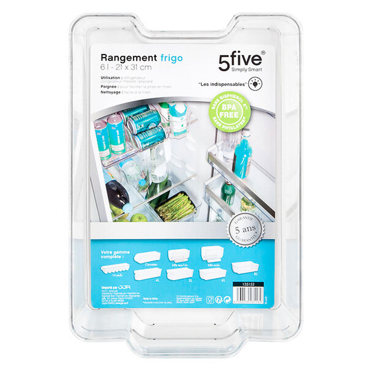 KÜHLSCHRANK-AUFBEWAHRUNGSBOX Smart Fridge, PET-Kunststoff, Transparent, 6 L - Transparent, Kunststoff (21/8.8/31.5cm) - 5five Simply Smart