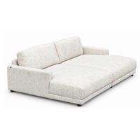 BIG SOFA MARLIN Cremeweiß Flachgewebe - Creme/Schwarz, Kunststoff/Textil (262/80/168cm) - KAWOLA