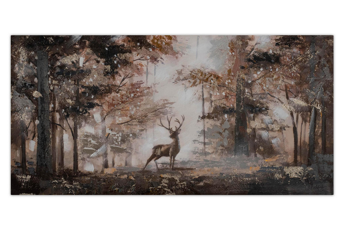 ÖLGEMÄLDE 120/60 cm - Goldfarben/Braun, Holz/Textil (120/60cm) - KUNSTLOFT