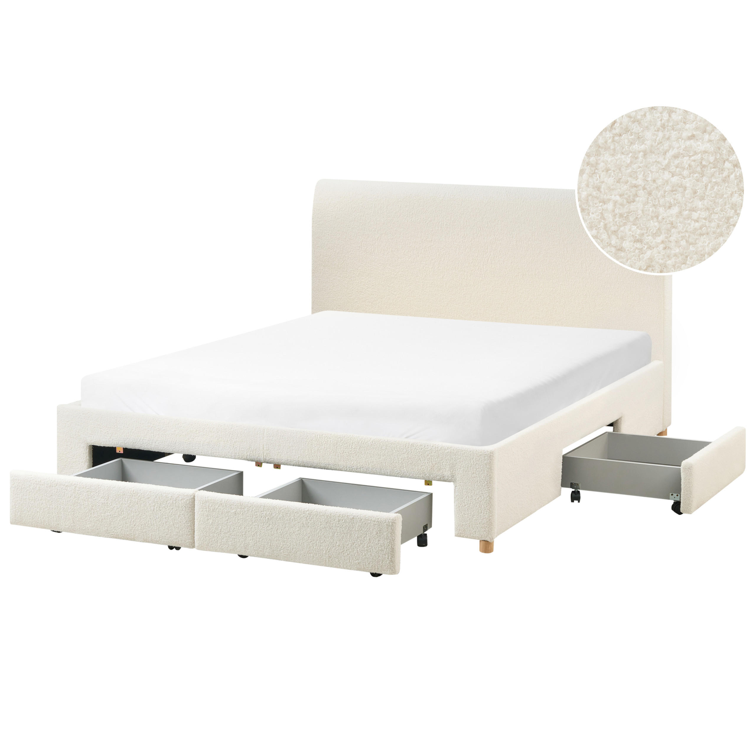 BETT mit Schubladen 160/200 cm Bouclé Hellbraun Soutrin - Hellbraun, Textil (160/200cm) - Beliani