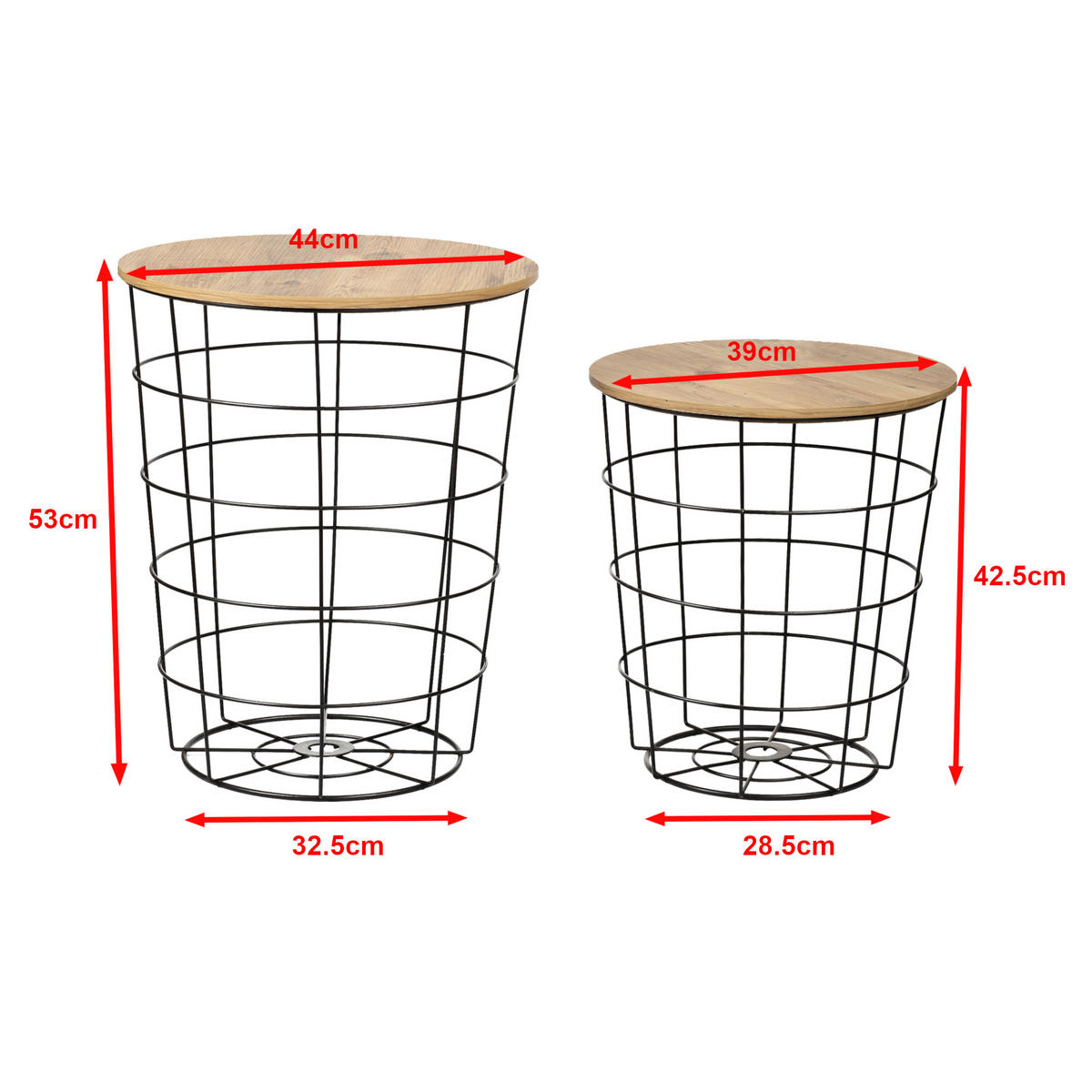 BEISTELLTISCH-SET 2 TLG. Hundested - Schwarz, Metall (44/44/53cm) - [en.casa]