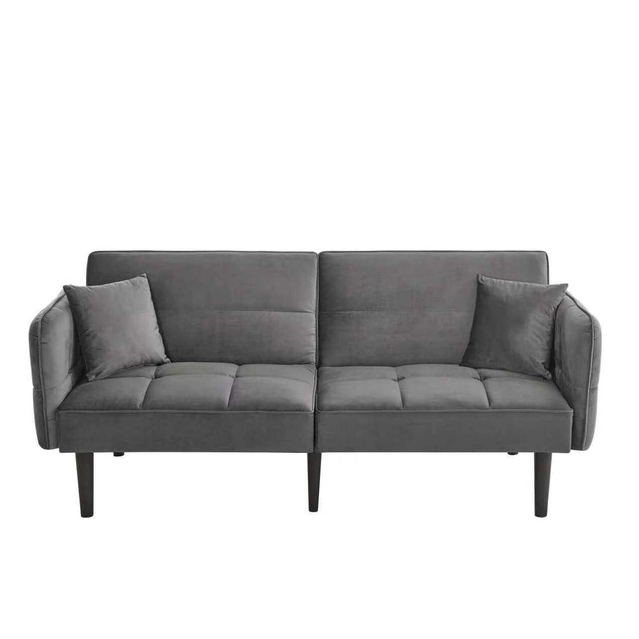 SCHLAFSOFA Samtbezug mit verstellbaren Rückenlehnen und klappbaren Armlehnen Antikgrau 176/78/76 cm - Grau, Textil (78/76/176cm) - Redom