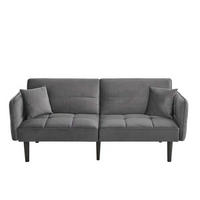 SCHLAFSOFA Samtbezug mit verstellbaren Rückenlehnen und klappbaren Armlehnen Antikgrau 176/78/76 cm - Grau, Textil (78/76/176cm) - Redom