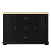 SIDEBOARD mit 3 Schubladen 126 x 40 x 86 cm MDF Black 2-türig - Schwarz, Holzwerkstoff (126/86/40cm) - Meubliv