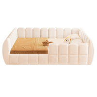 KINDERBETT 140x200cm Bodenbett Samt Rundschutz Beige - Beige, Textil (140/200cm) - FLIEKS