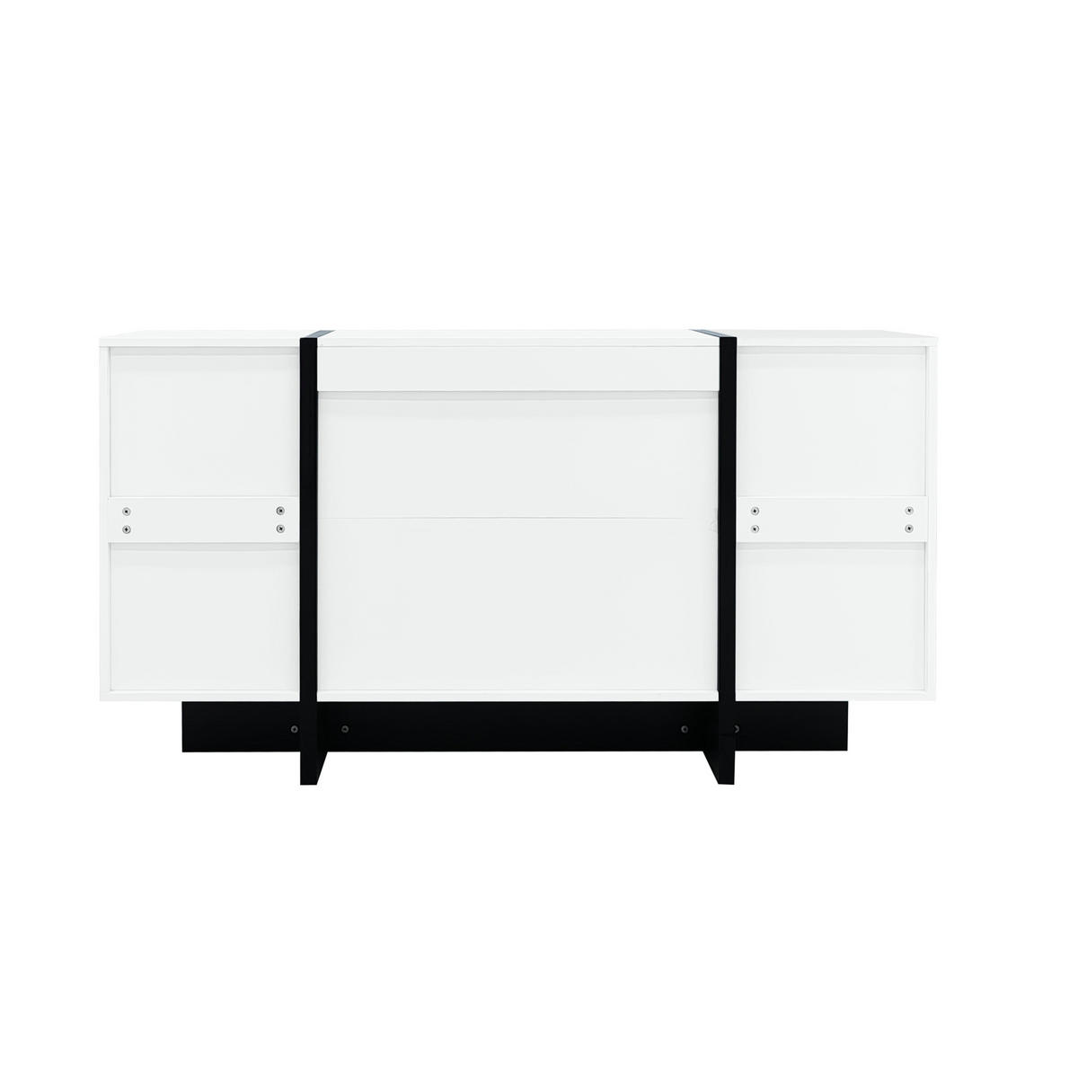 SIDEBOARD 150/40/80,5 cm weiß/schwarz aus MDF und Holzwerkstoff mit 2 Türen und 4 Schubladen - Weiß, Holzwerkstoff (150/80.5/40cm) - OKWISH