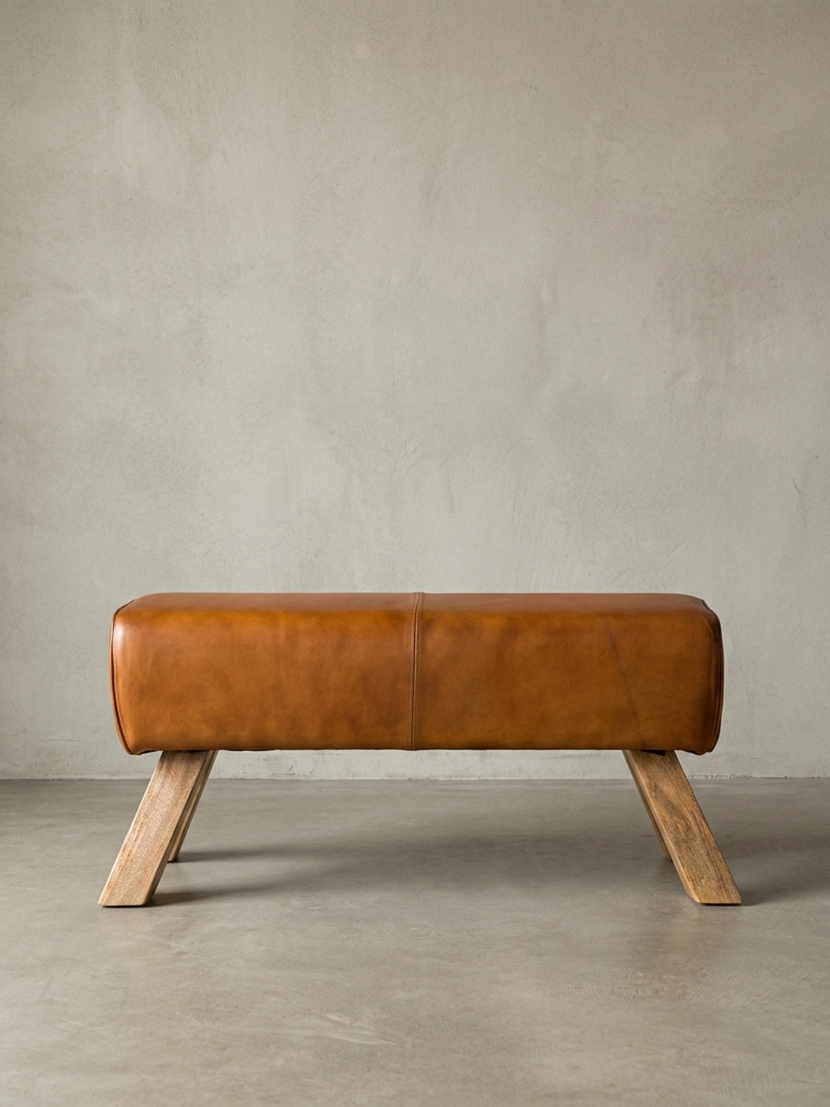 SITZHOCKER – Leder/Mango-Holz, 90x30x43 cm, Braun - Braun, Mangoholz/Leder (90/43/30cm) - KADIMA DESIGN