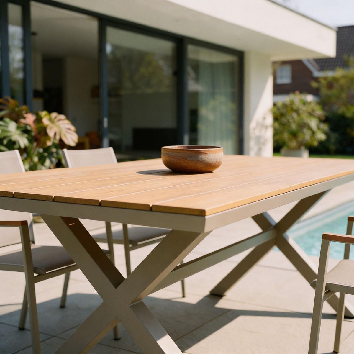 GARTENTISCH WINDY beige, natur - Beige, Metall (100/200/75cm) - IDIMEX