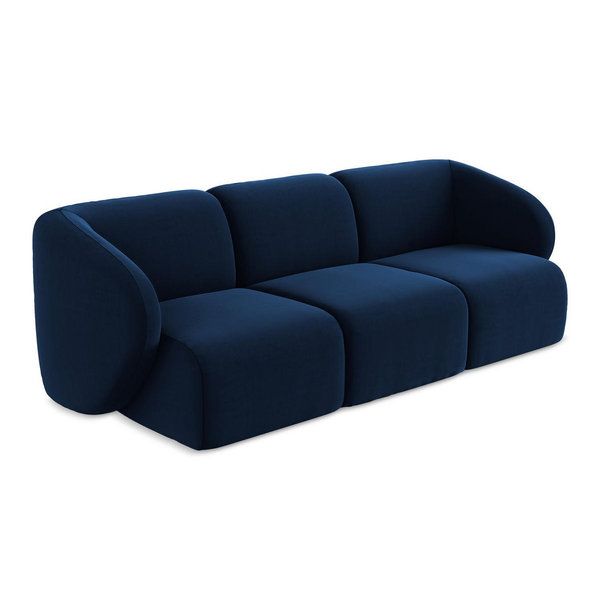 3-SITZER SOFA Samt Stoff Blau - Türkis/Schwarz, Holzwerkstoff/Kunststoff (244/75/94cm) - LaMiaSofa