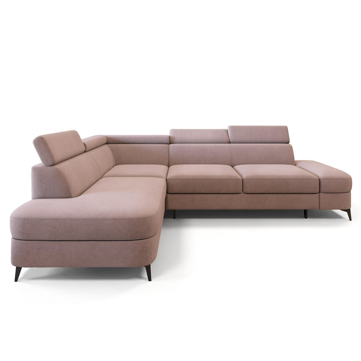 ECKSOFA AVISE MV L-S Rosa Velours-Stoff mit Schlaffunktion - Rosa, Holzwerkstoff/Textil (268/195cm) - MASSENO