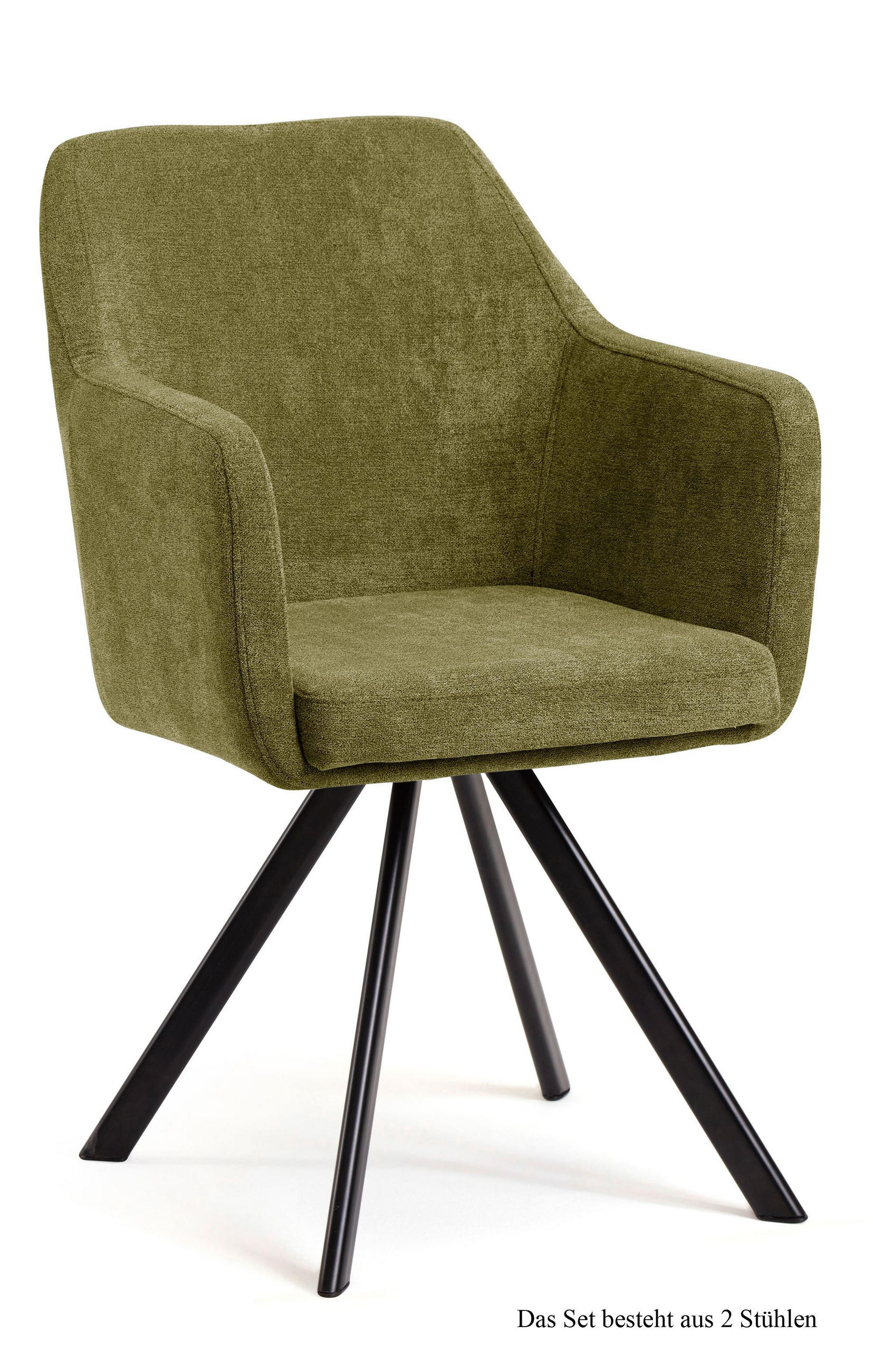 ARMLEHNSTUHL (2er-Set) Debee 57x87x60 Schwarz/Olivgrün - Schwarz/Olivgrün, Kunststoff (60/87/57cm) - 58aufmkessel