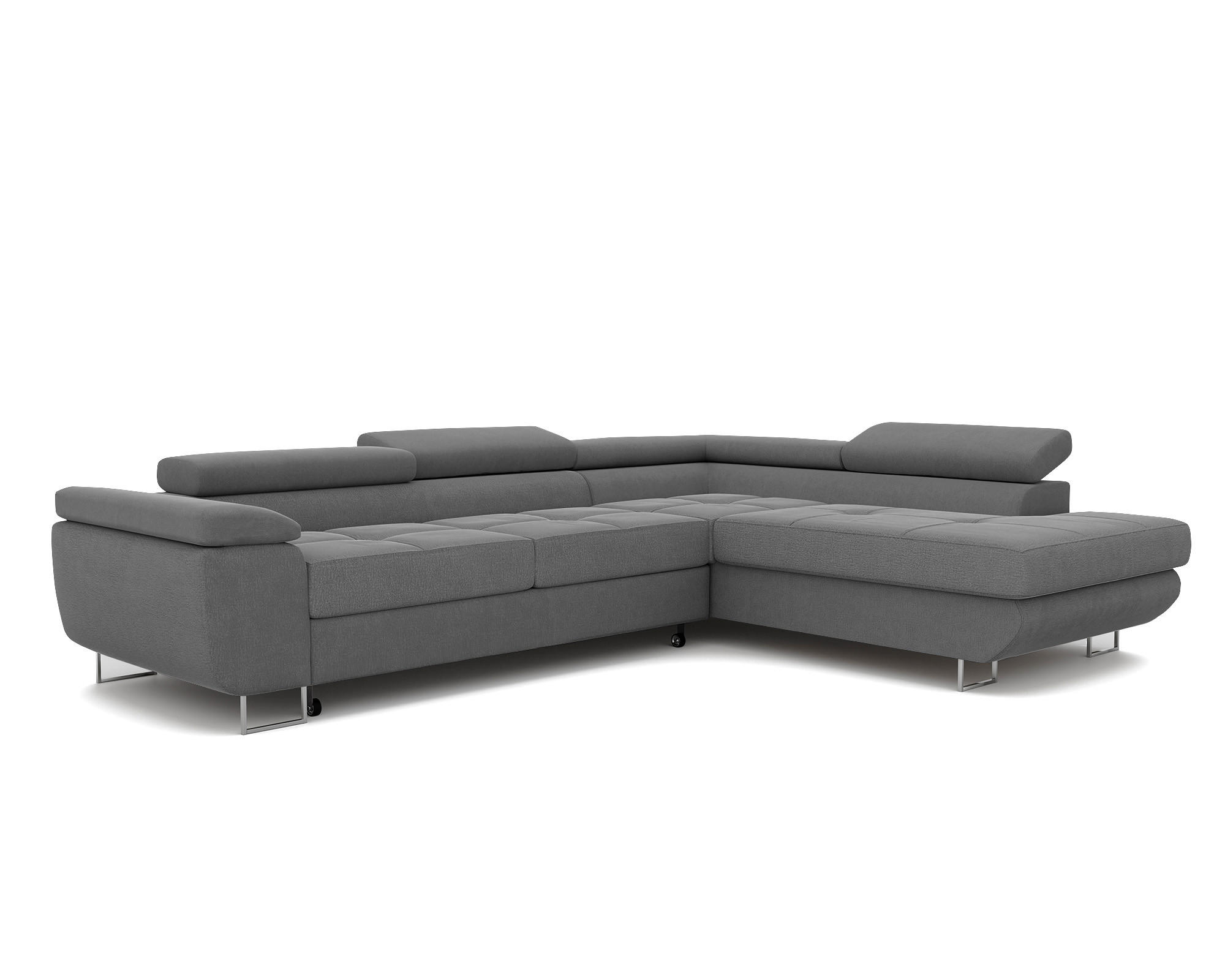 ECKSOFA ANTON mit Schlaffunktion und Bettkasten Hellgrau - Hellgrau, Holzwerkstoff/Kunststoff (274/203cm) - Idohome