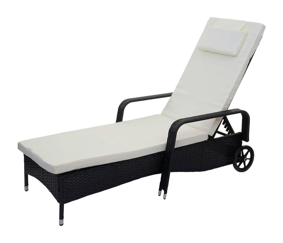 POLY-RATTAN SONNENLIEGE Anthrazit, Beige - Anthrazit/Beige, Kunststoff (71/108/197cm) - MCW