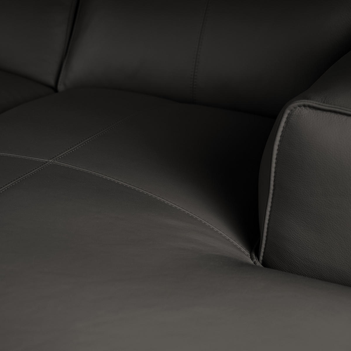 ECKSOFA mit Chaiselongue - Schwarz/Grau, Leder/Kunststoff (290/173cm) - home24