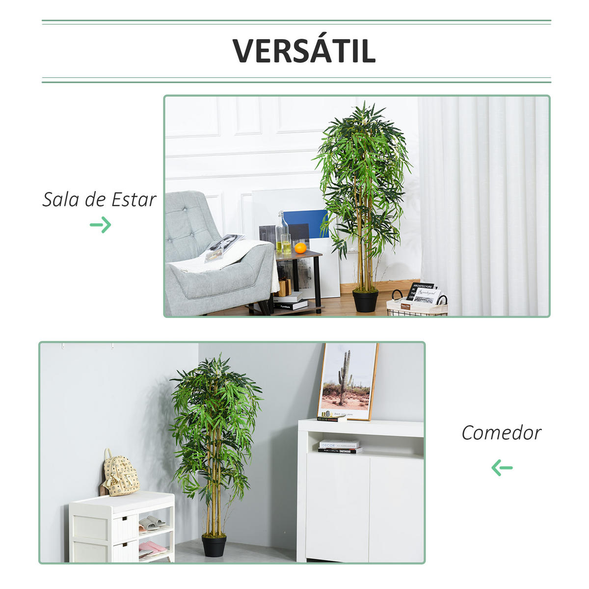 KUNSTPFLANZE, Künstlicher Bambus 150 cm, realistische Pflanze, für Zuhause & Büro, Grün - Multicolor, Kunststoff (150cm) - FORIOUS