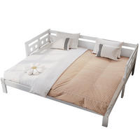 OBLAZINJENA postelja iz lesa, 98-187/196/66 cm bela, izvlečna z 2. ležiščem - bela, leseni material (90/190cm) - BEAOK