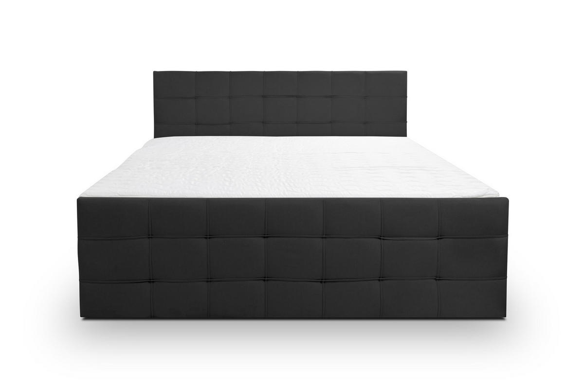 BOXBETT NATALIE mit 2 Bettkästen, 160x200, Farbe: Schwarz, Velourstoff, mit Bonell-Matratze inkl. Topper - Schwarz, Holz/Kunststoff (160/200cm) - VENASI MÖBEL