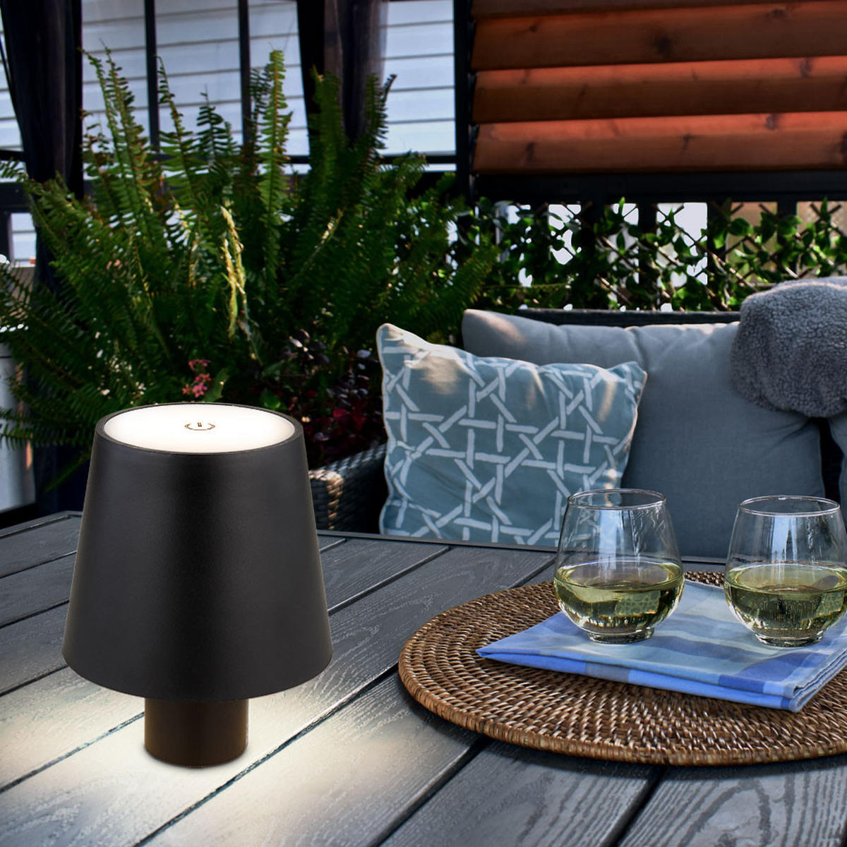 LED TISCHLEUCHTE VANNIE Transparent - Schwarz, Metall (10.6/10.6/13cm) - Globo Lighting