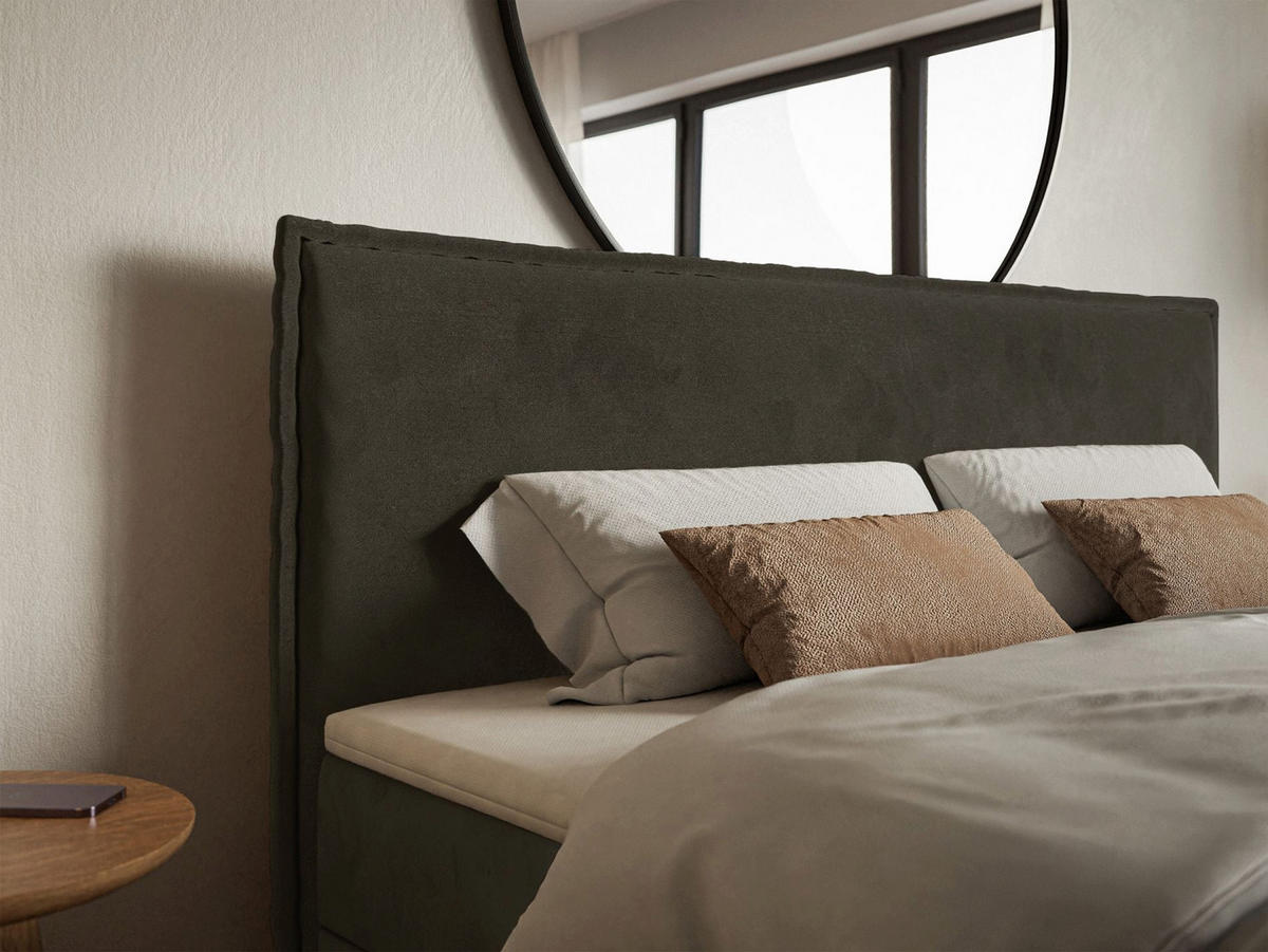BOXBETT Softie Dunkelgrün Velours wasserabweisend 160x200 cm - Dunkelgrün, Textil (160/200cm) - Selsey