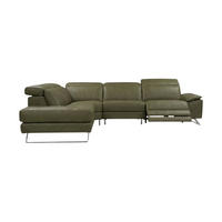 ECKSOFA Genius Echtleder mit 1 x Relaxfunktion Olivgrün - Olivgrün, Leder/Metall (230/264cm)