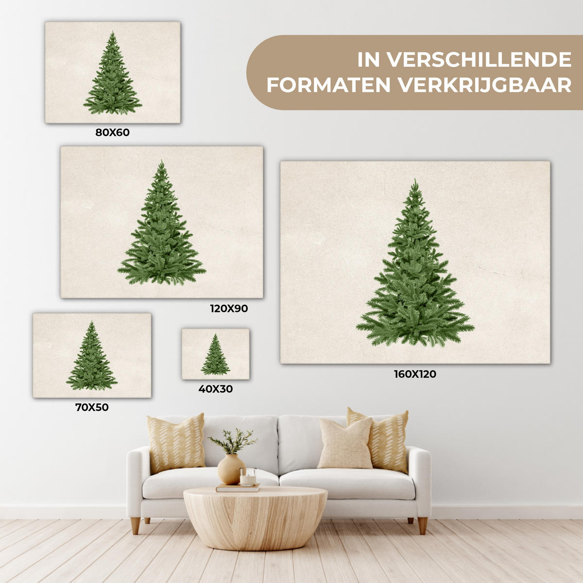 LEINWANDBILD Weihnachtsbaum - Grün - Weihnachten - Feiertage 40x30 cm - Olivgrün, Textil (40/30cm) - MuchoWow