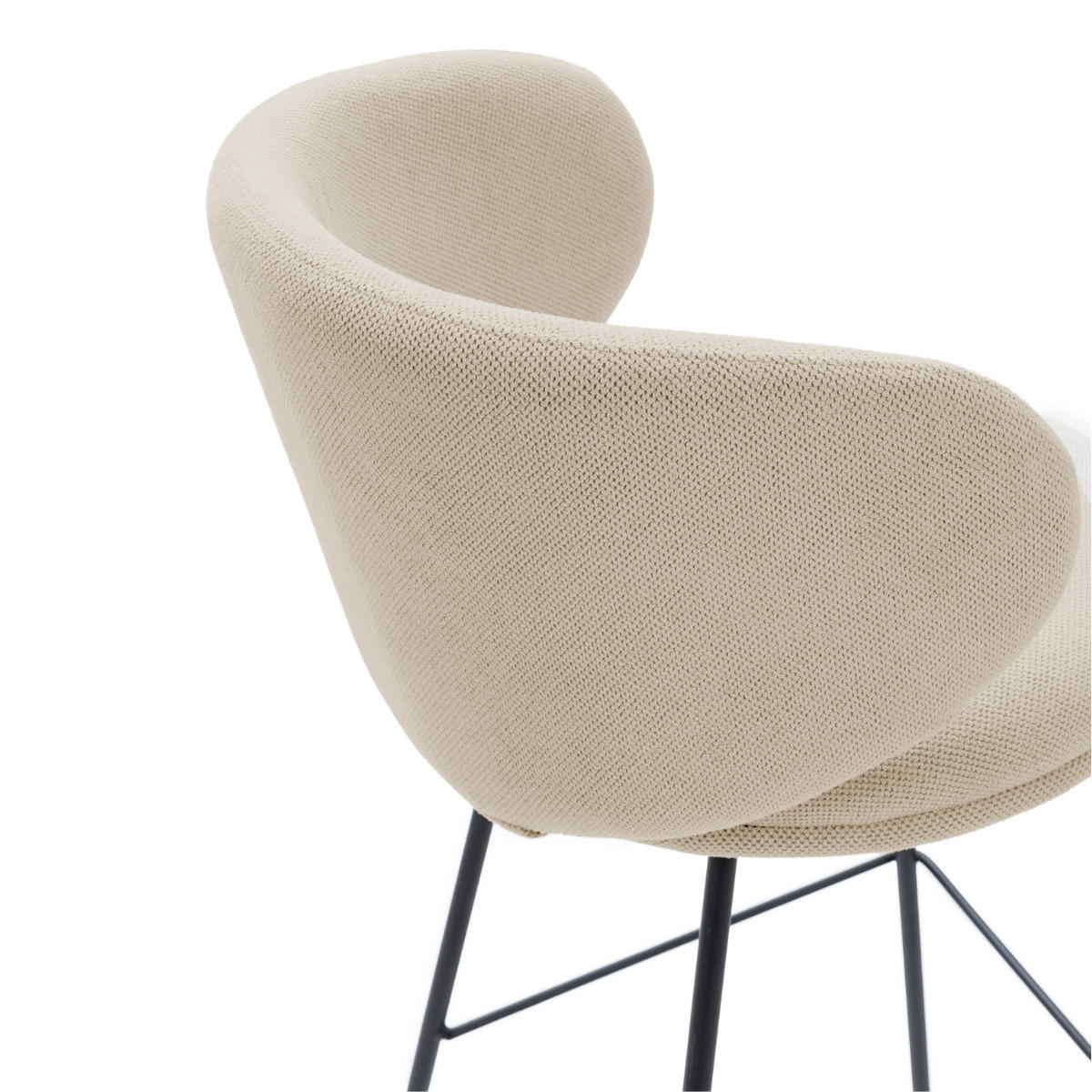 BARHOCKER (Set aus 2) aus Stoff mit schwarzen Metallbeinen - rush 56/53/65 cm - Beige, Textil (53/65/56cm) - Calicosy