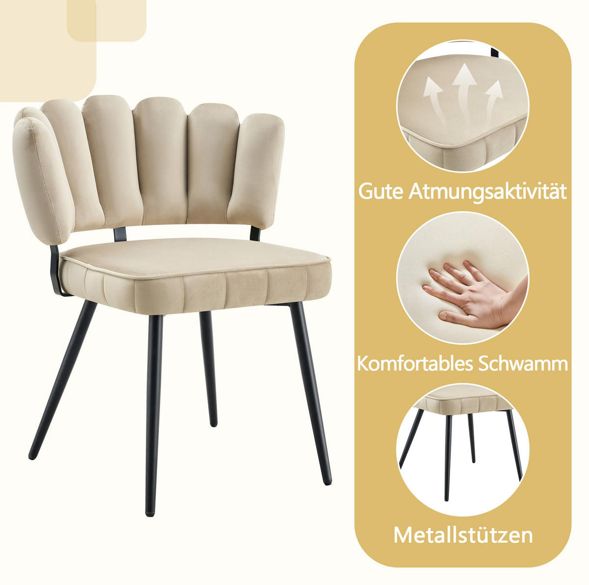 ESSTISCH-SET rund 107 cm mit 2 Stühlen Schwarz/Hellbraun - Schwarz, Metall (107/75/107cm) - Meubliv