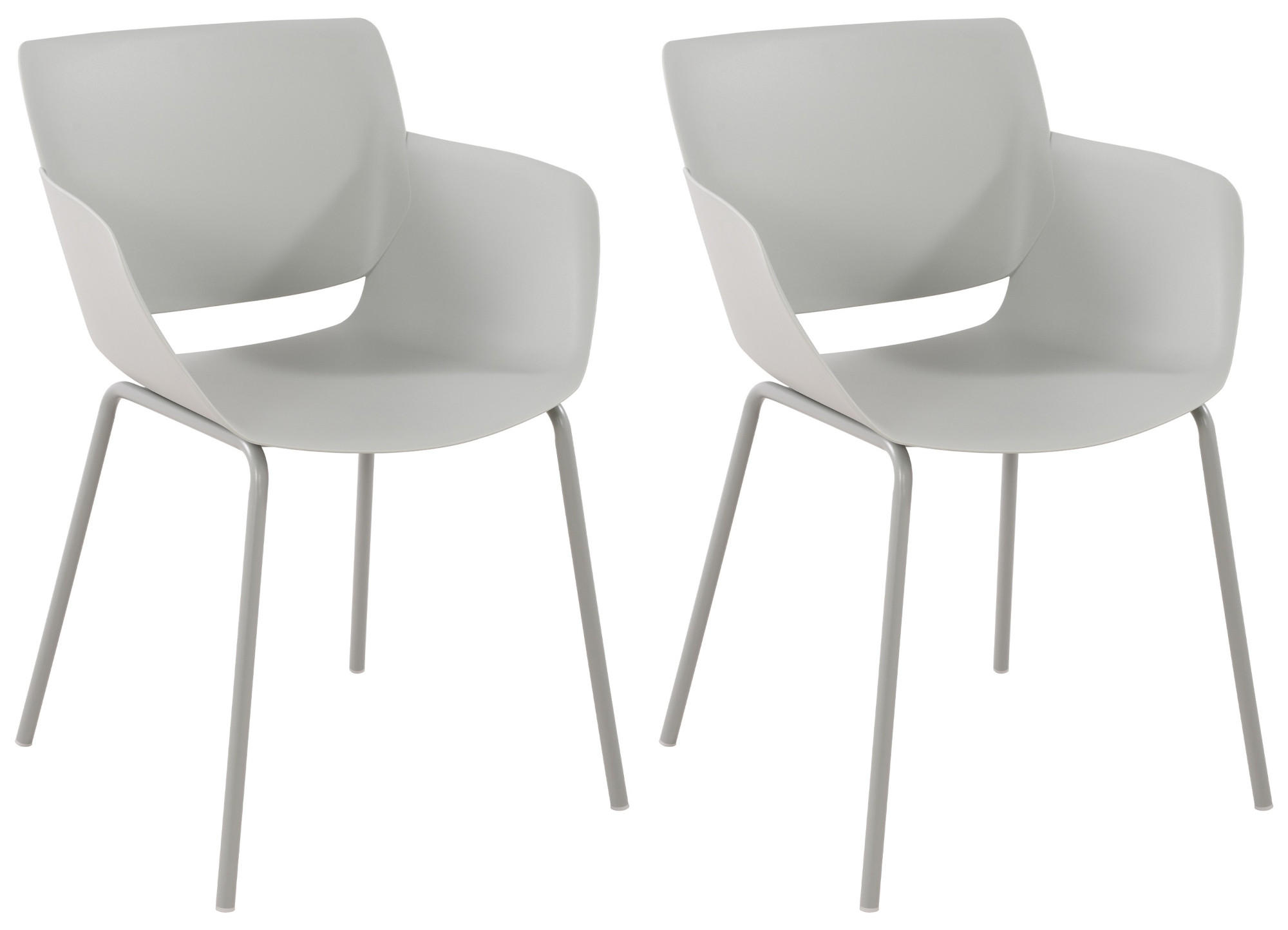 STUHL 2er Set Kunststoff Hellgrau - Hellgrau, Kunststoff/Metall (58/80/54cm) - CLP