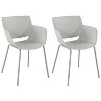 STUHL 2er Set Kunststoff Hellgrau - Hellgrau, Kunststoff/Metall (58/80/54cm) - CLP