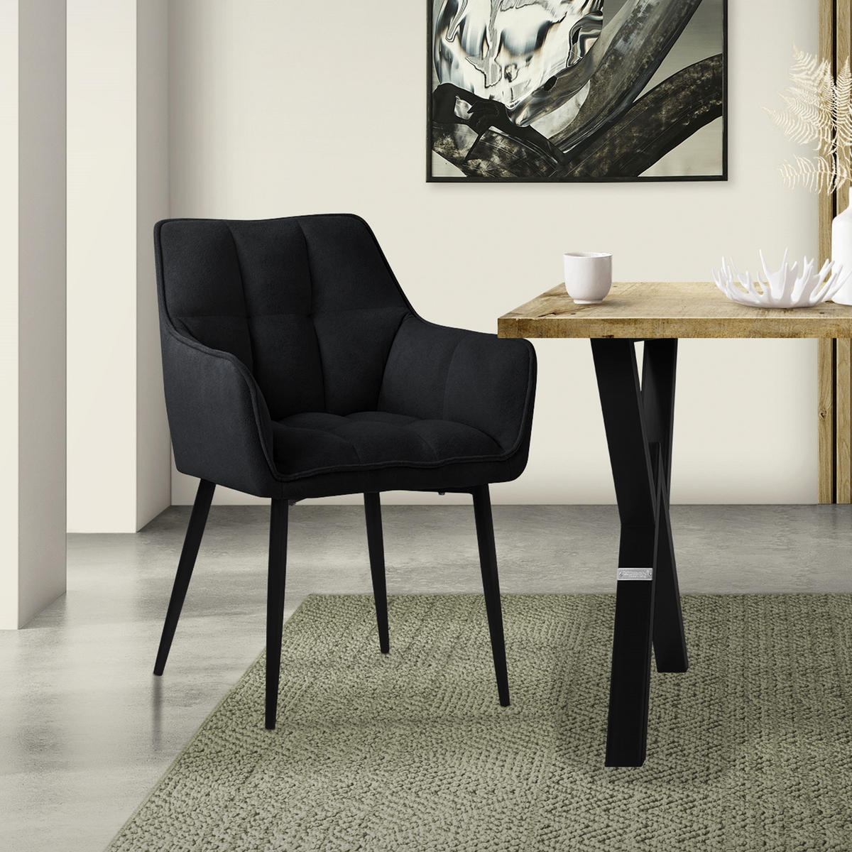 ESSZIMMERSTUHL schwarz - Schwarz, Textil (63/90/57cm) - ML-DESIGN