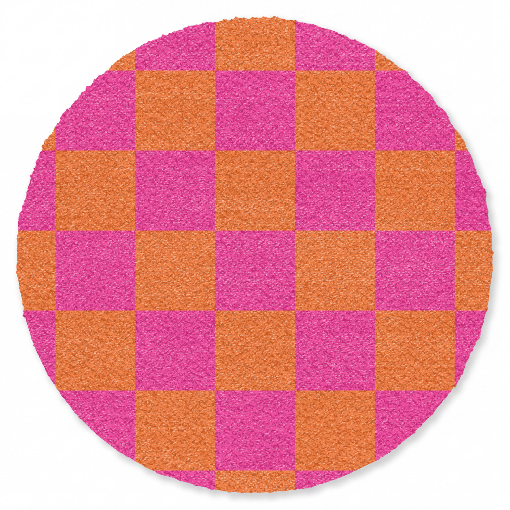 FUSSMATTE Schachbrettmuster - Orange - Rosa - Blöcke Schmutzfangmatte 90x90 cm - Pink, Kunststoff/Textil (90/0.4cm) - MuchoWow