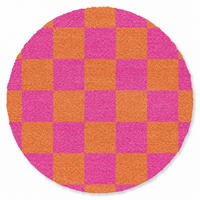 ROHOŽKA Šachovnicový potisk - Oranžová - Růžová - Bloky 90x90 cm - růžová, textil/umělá hmota (90/0.4cm) - MuchoWow