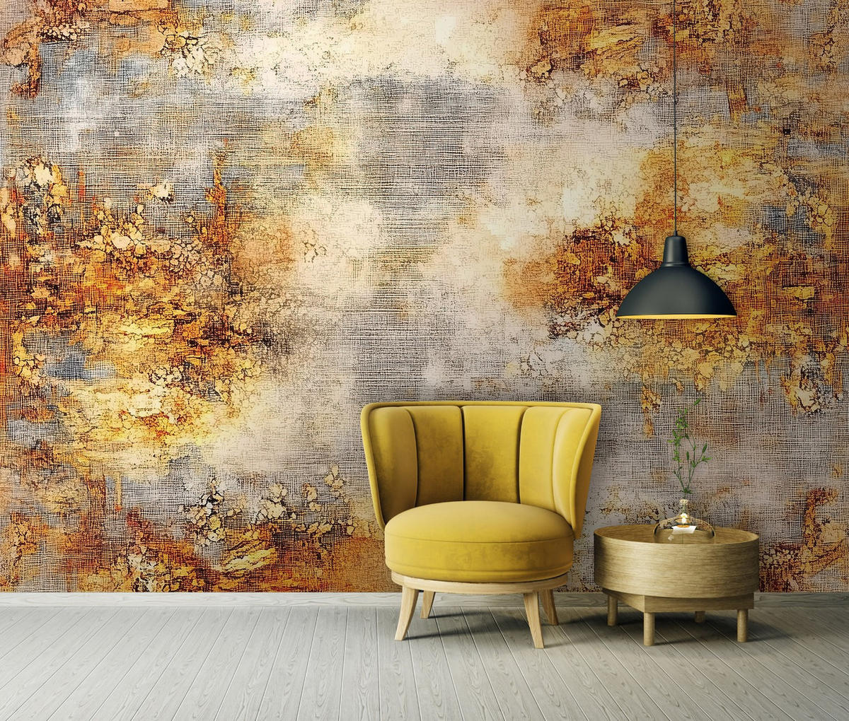 FOTOTAPETE Abstrakt Gold Vlies Tapete Wohnzimmer 250x175 - Multicolor, Papier (250/175cm) - Wallarena