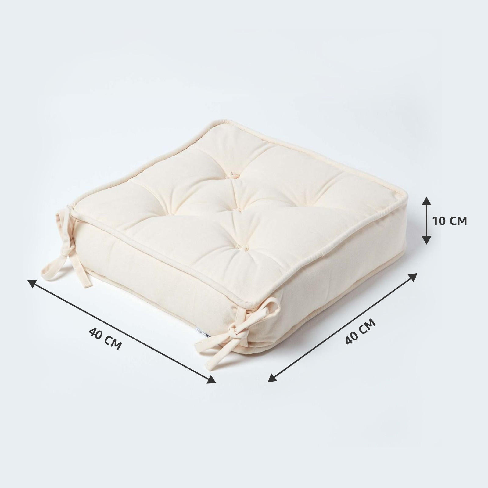 SITZKISSEN creme 40/40/10 cm – Stuhlkissen Baumwolle - Creme, Textil (40/40/10cm) - Homescapes