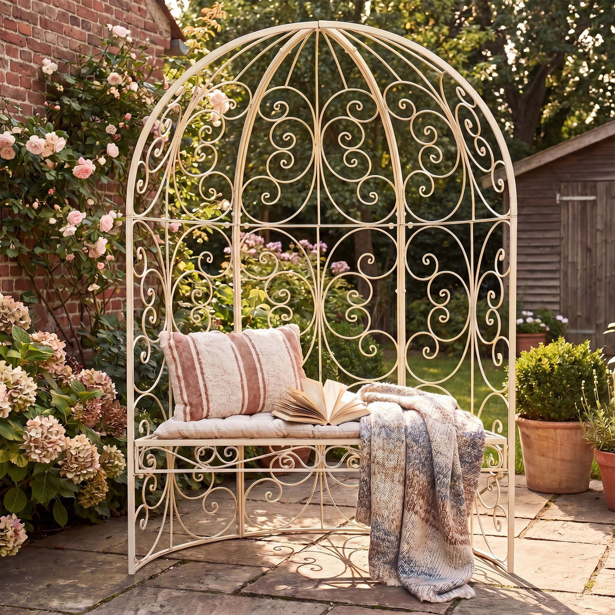 PAVILLON 120/58/178 cm Metall Antik-Creme - Creme, Metall (120/178/58cm) - CLP