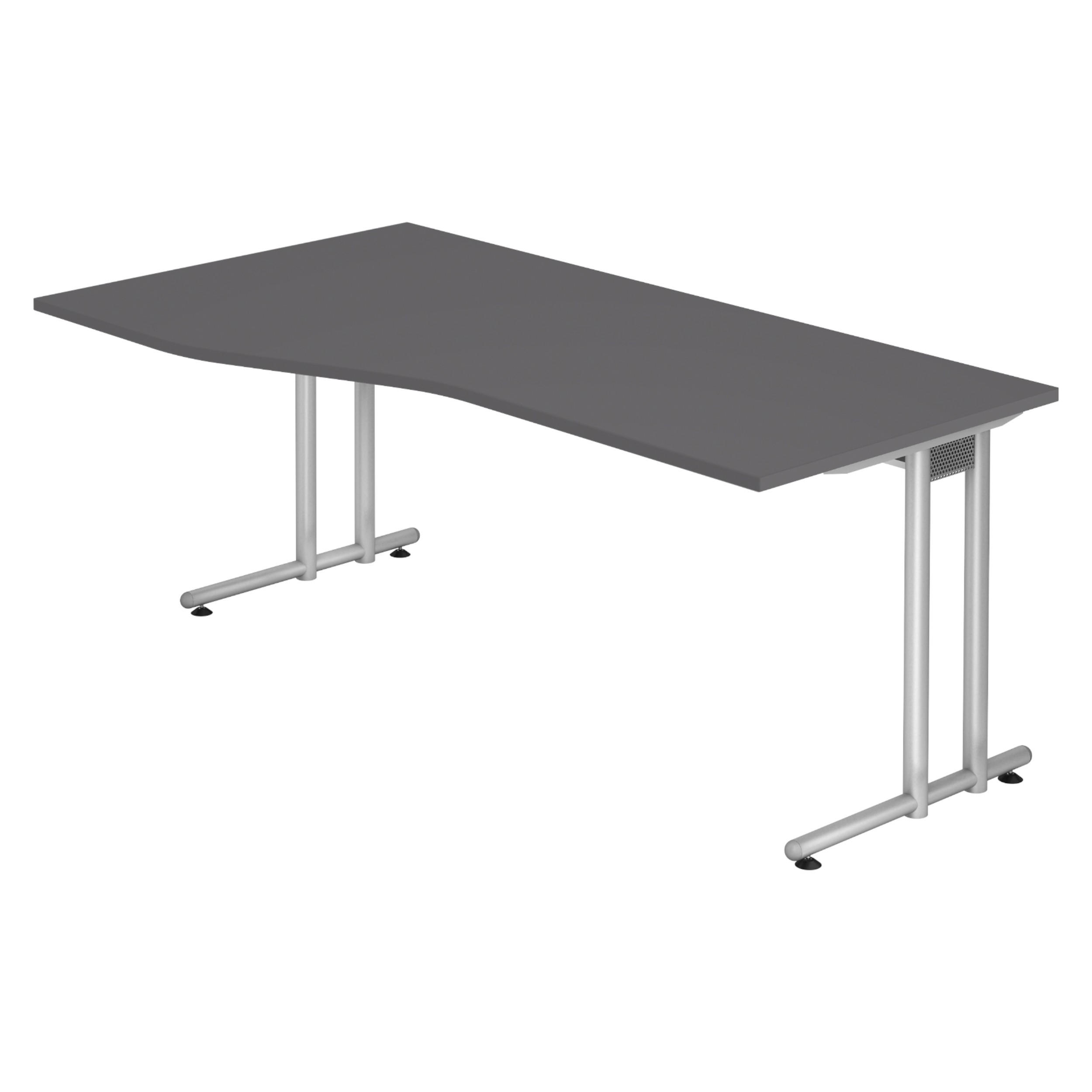 SCHREIBTISCH Serie-N 100/180/72 cm in Graphitfarben - Graphitfarben, Holzwerkstoff (100/180/72cm) - bümö