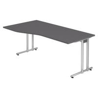 SCHREIBTISCH Serie-N 100/180/72 cm in Graphitfarben - Graphitfarben, Holzwerkstoff (100/180/72cm) - bümö