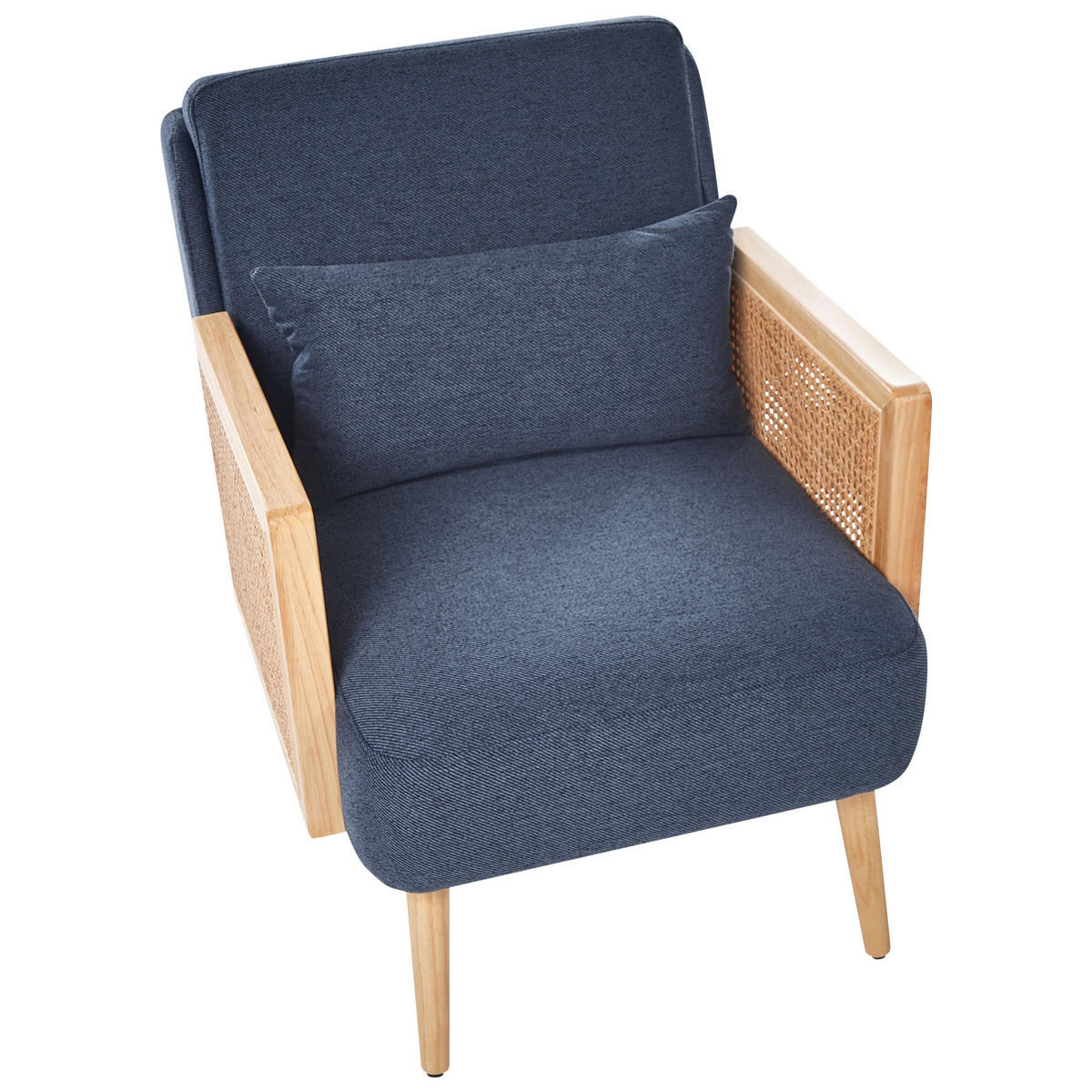 SESSEL Polsterbezug Blau Orum - Blau/Hellbraun, Textil (65/80/78cm) - Beliani