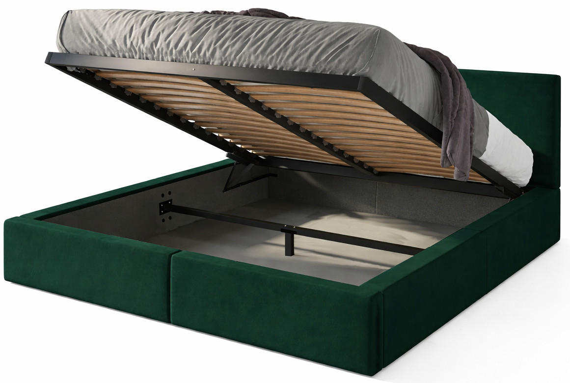 POLSTERBETT Hilton mit Stauraum - Grün, Textil (120/200cm) - Interbeds