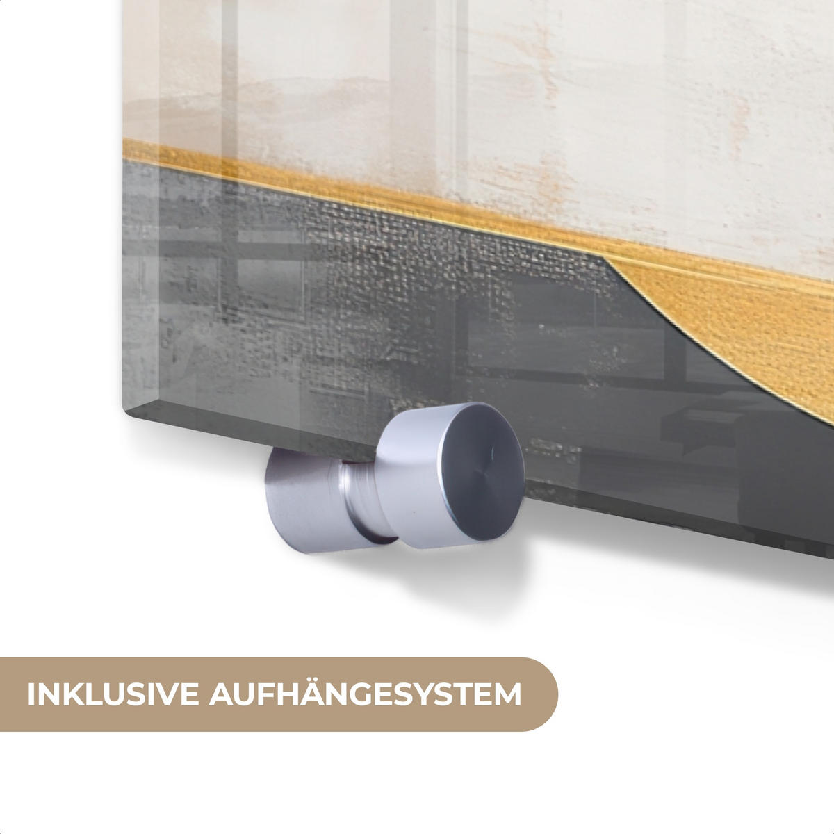 ACRYLGLASBILD Abstrakt - Gold - Silber - Formen - Ästhetisch - Modern 120x60 cm - Goldfarben, Glas (120/60cm) - MuchoWow