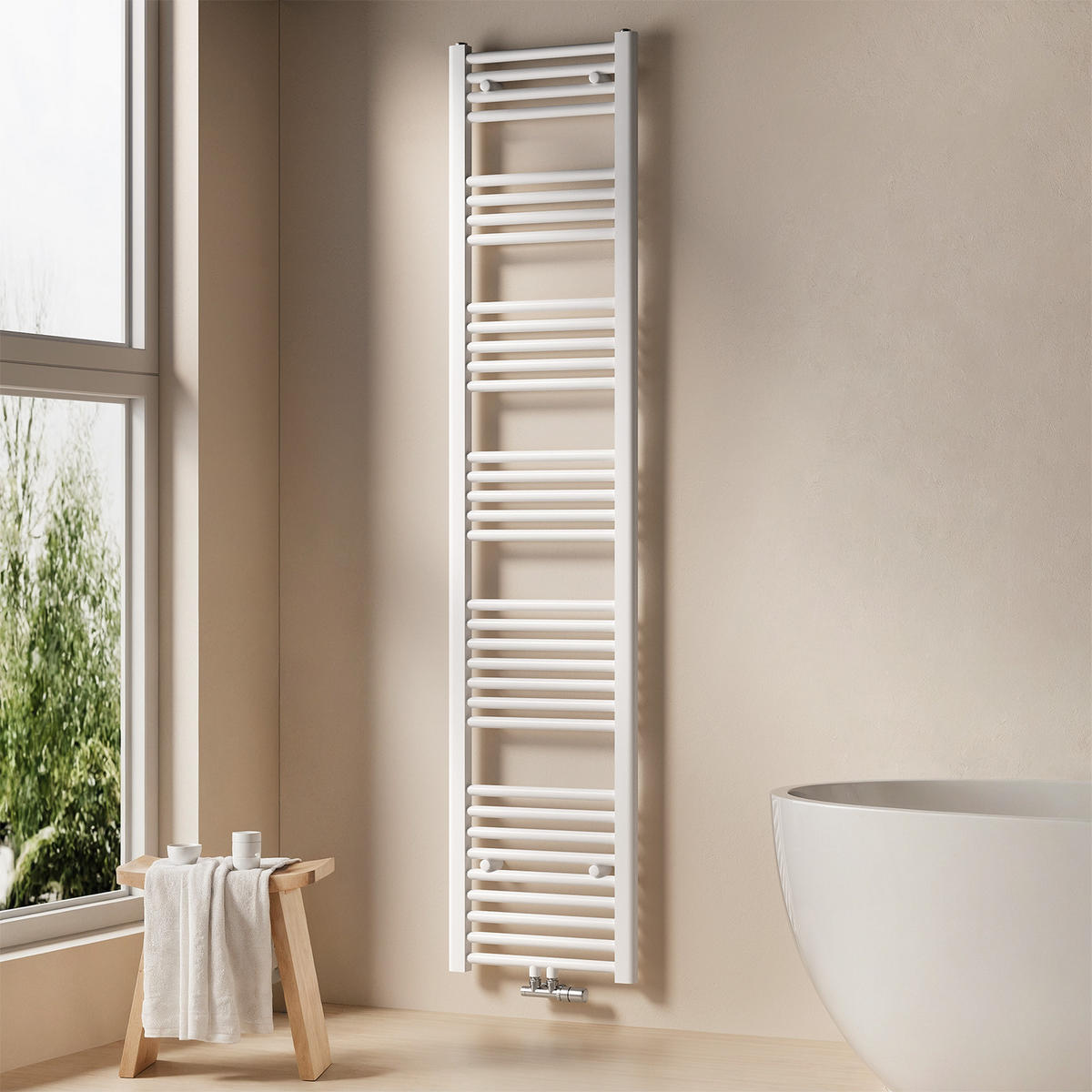 HEIZKÖRPER Handtuchheizkörper wasserführend 180/40/3 cm - Weiß, Metall (40/180/3cm) - EMKE